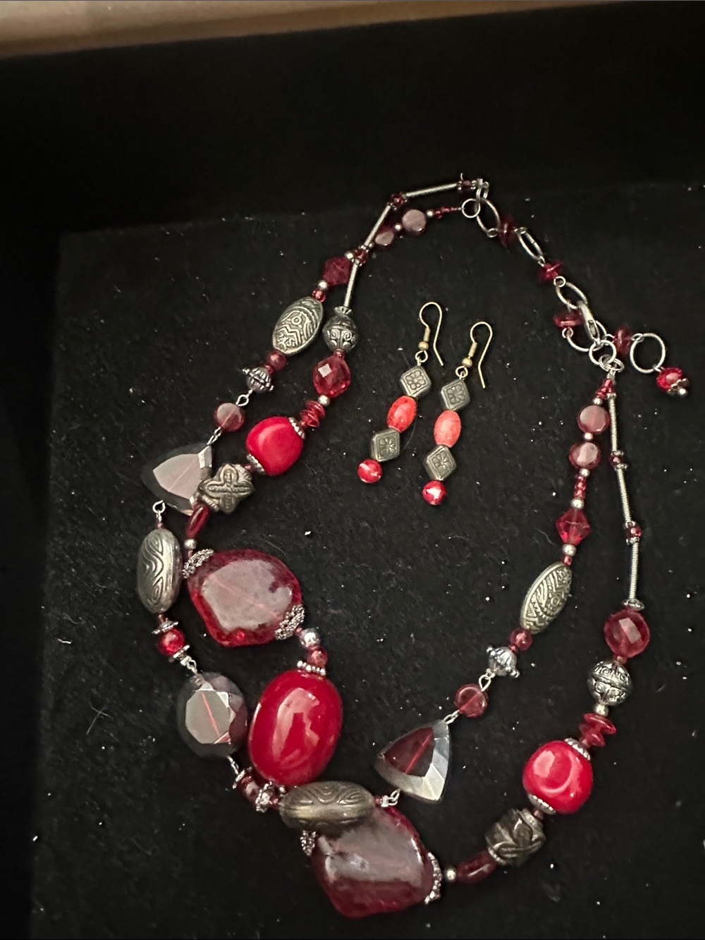 Earrings and necklace